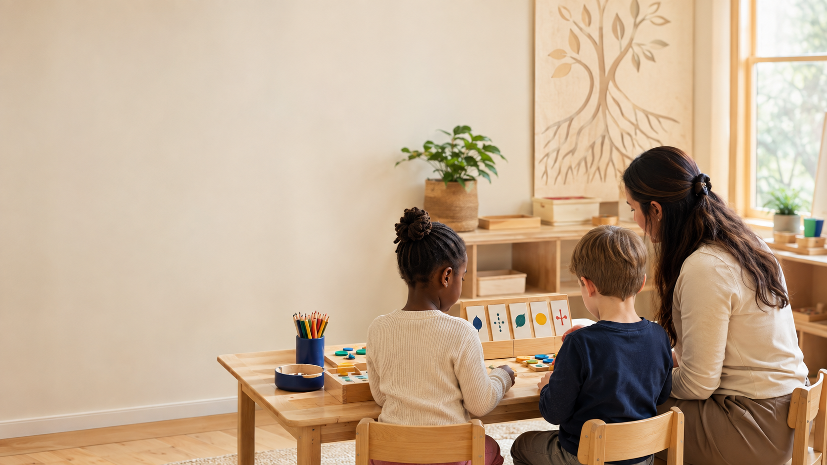 An educator supporting young learners at ReadyRoot Learning Studio